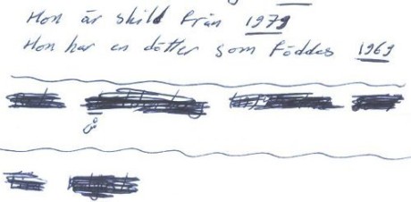 En handskriven kartläggning av ett av mannens tilltänkta offer.
