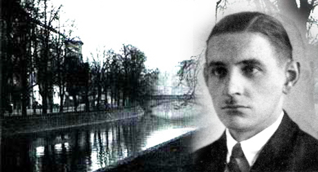 Hans Kütemeyer. Till vänster den flod där han dödades av kommunister.