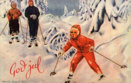 julekort-harald-damsleth-jente-pc3a5-ski