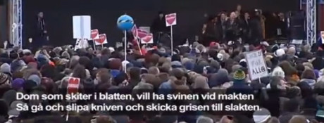 På en politiskt korrekt hatmanifestation vrålades det om att "skicka grisen [Jimmie Åkesson] till slakt".