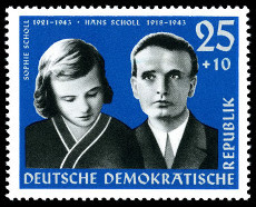 Östtyskland gav ut frimärke på studenterna Hans och Sophie Scholl medan man såg till att döda studenten Herbert Belter.