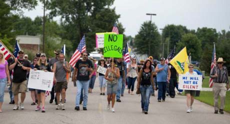 Folklig protest i Vassar, Michigan.
