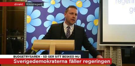 Mattias Karlsson meddelade precis att SD fäller regeringen.