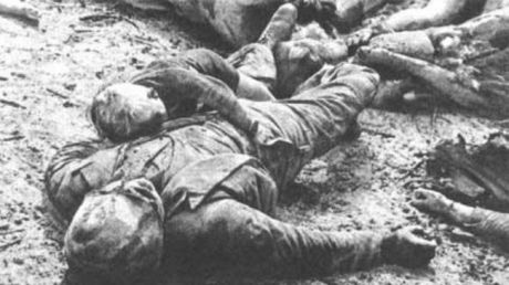 Döda tyskar efter bombningarna av Dresden.