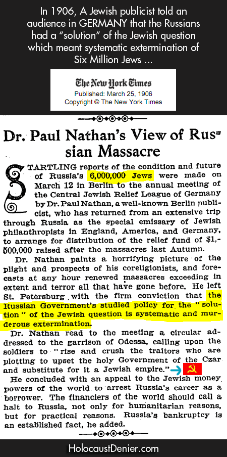 Artikeln publicerade 1906, 35 år innan "Förintelsen" sägs ha påbörjats.