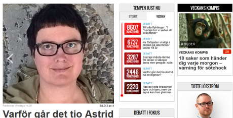Anna-Karin J Brikell, här med sina problem glasses. Faksimil: Nyheter24.se.