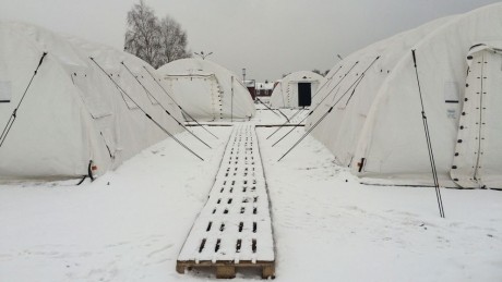Tältläger utanför Lund.