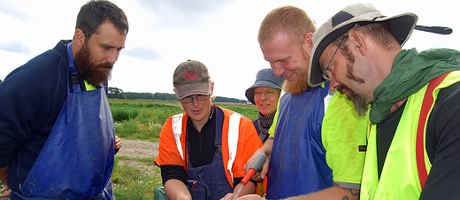 Osteologen Adam Boethius med några av arkeologerna på utgrävningen av Norje-Sunnansund. Foto: Lunds universitet. 